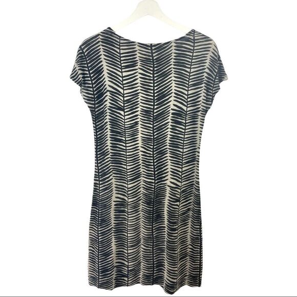 MARIMEKKO ramie linen blend short sleeved tan printed dress size S - Picture 3 of 5